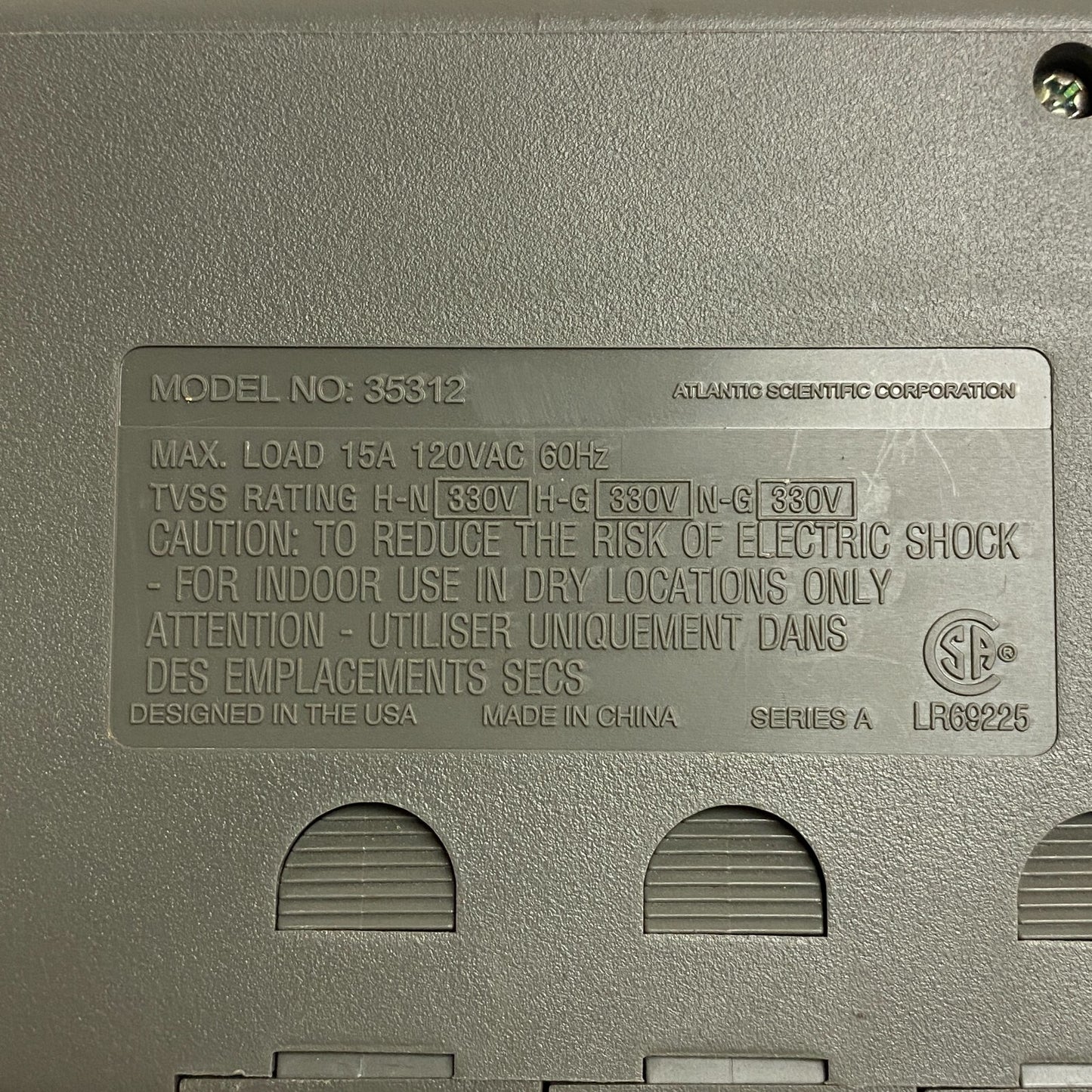 Atlantic Scientific 7 Port Power Strip Pro Shield AP 7000 NO. 35312