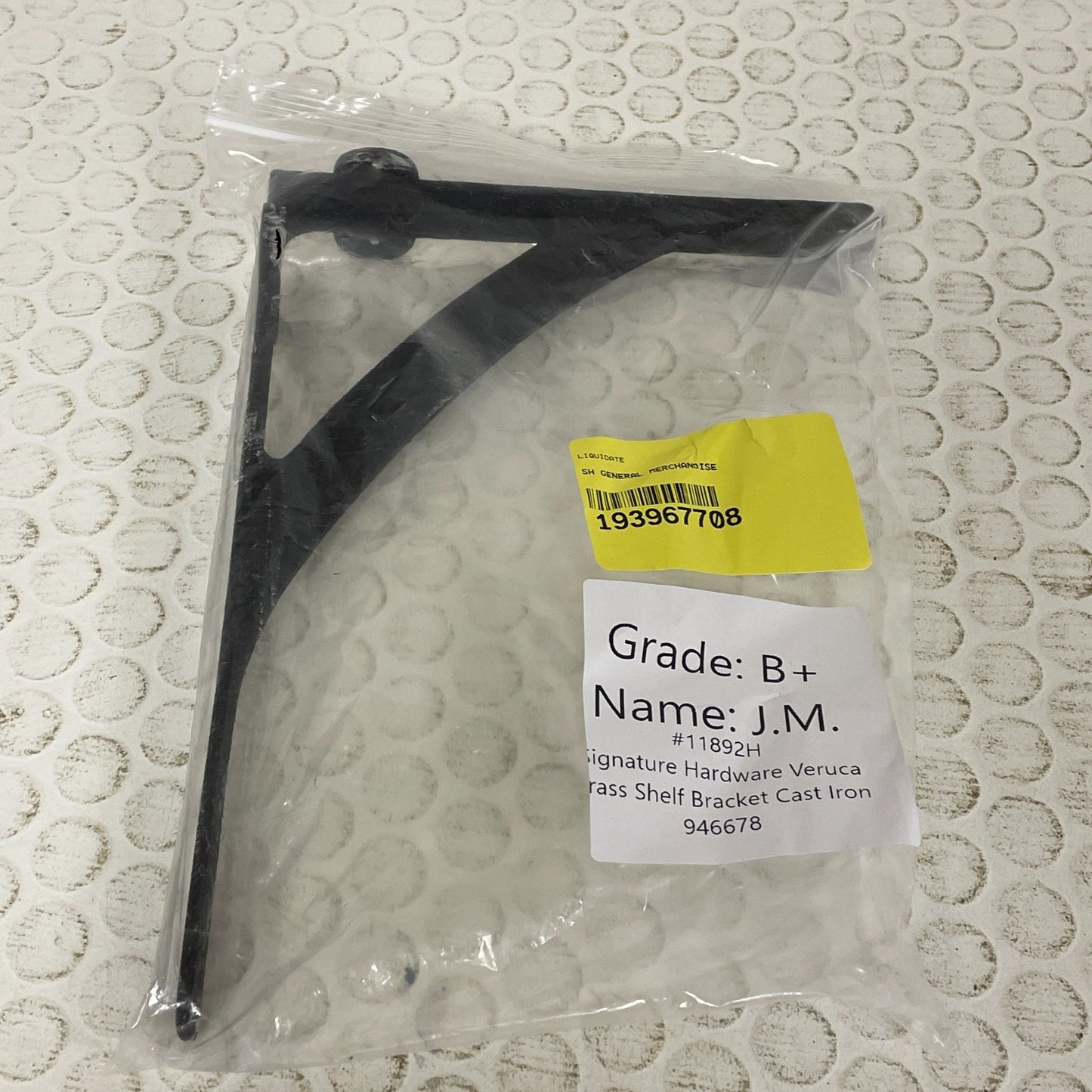 Signature Hardware Veruca Brass Shelf Bracket Cast Iron 946678