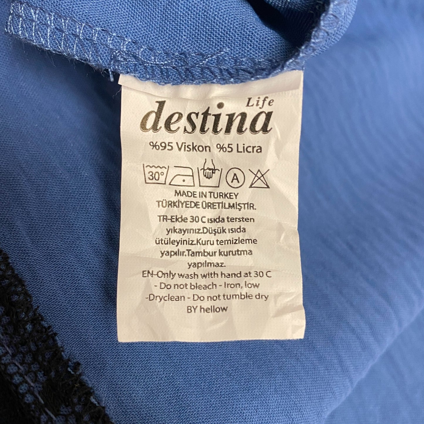 Destina Life Boho Maxi Dress Blue Black bottom accent and neck hanging Size US16