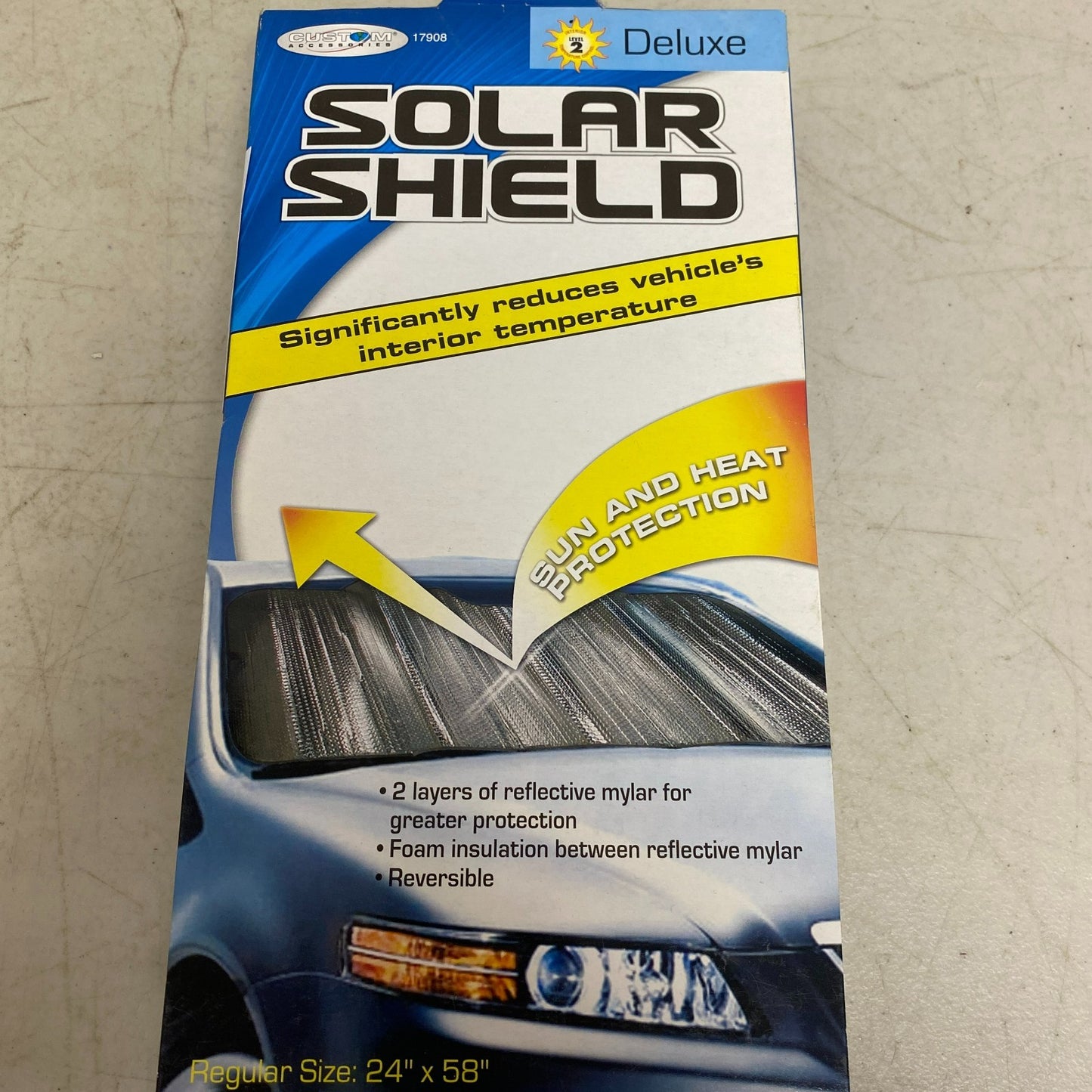 Solar Shield Folding Windshield Sunshade Silver Mylar 24″×58″ Model 17908