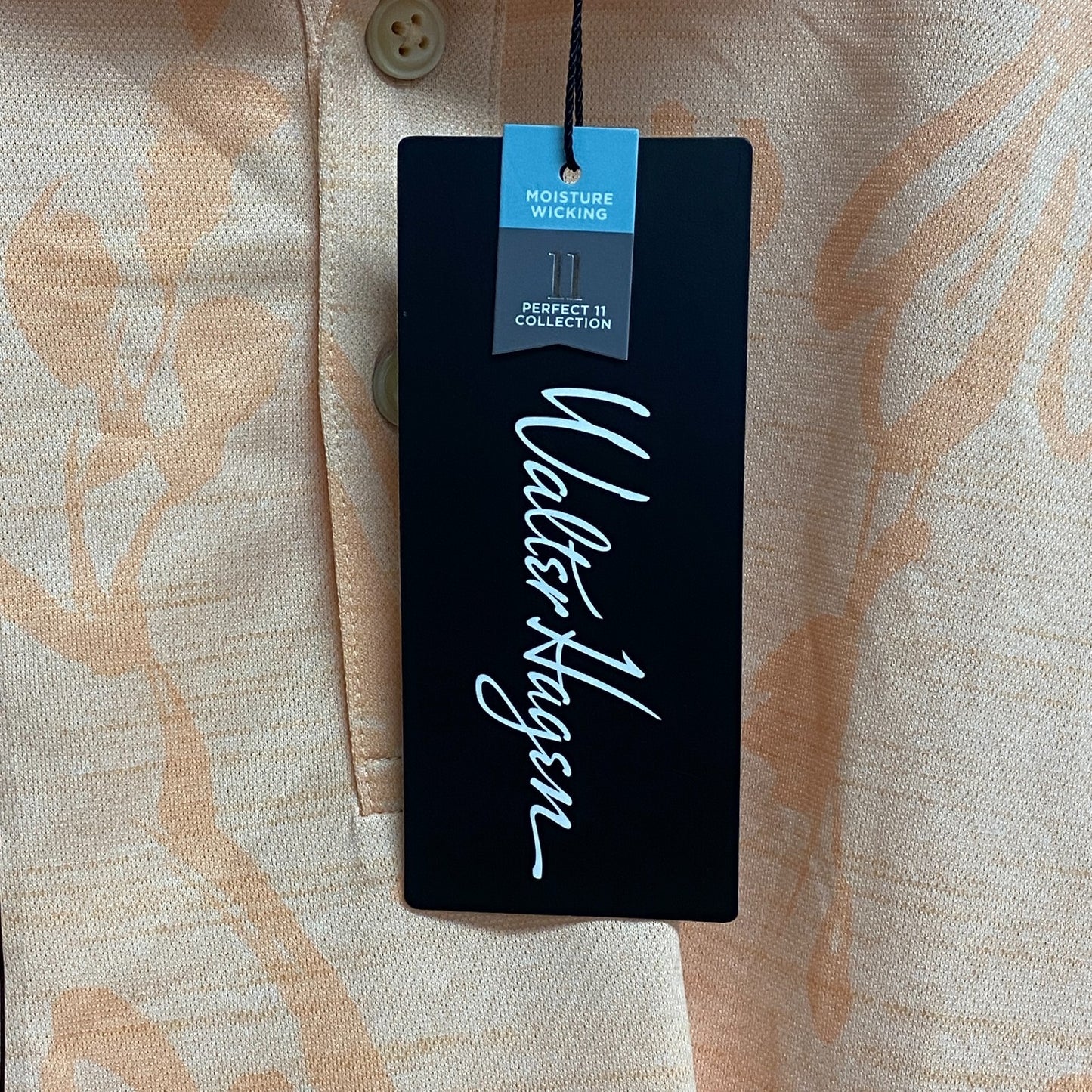 Walter Hagen Men's P11 Floral Pique Polo Relaxed Linear Floral Apricot MGA11507