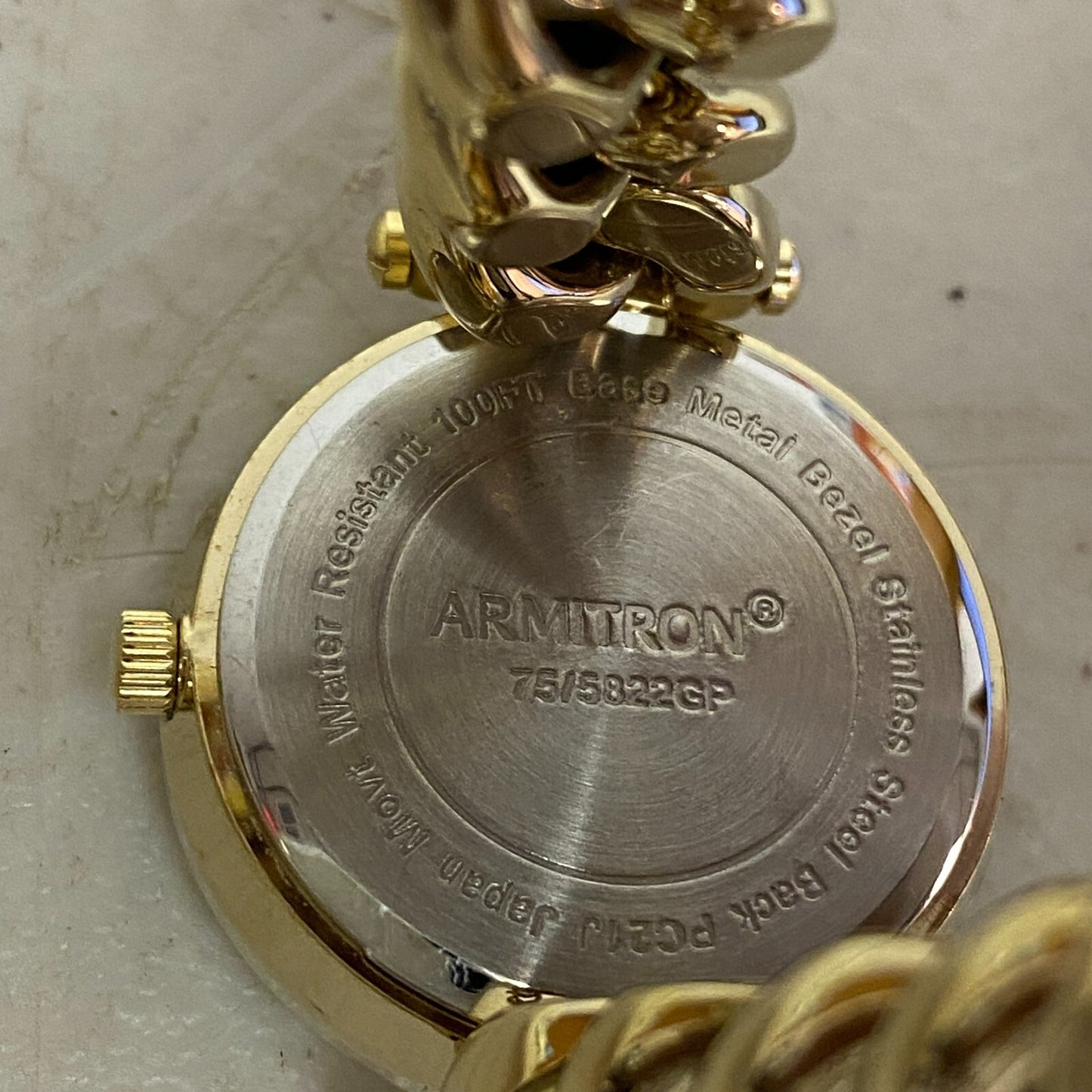 Armitron Women's Genuine Crystal Accented Chain Bracelet Watch, 75/5822GP