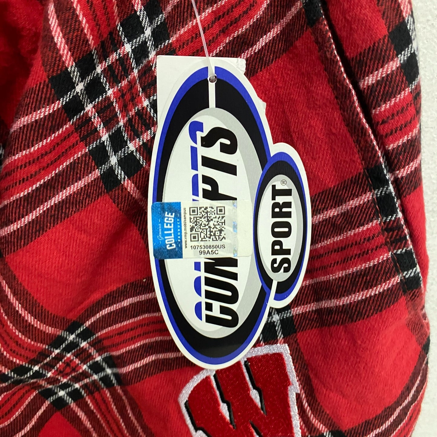 Concept Sports Wisconsin Men's Takeaway Flannel Pants Black/Red FCV/0115