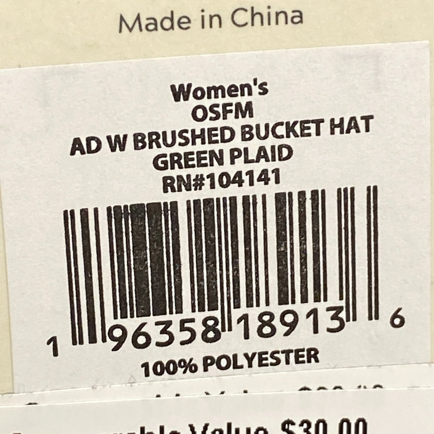 Alpine Design Women's Brushed Bucket Hat Women Green Plaid MSRP $30 ADWA2016