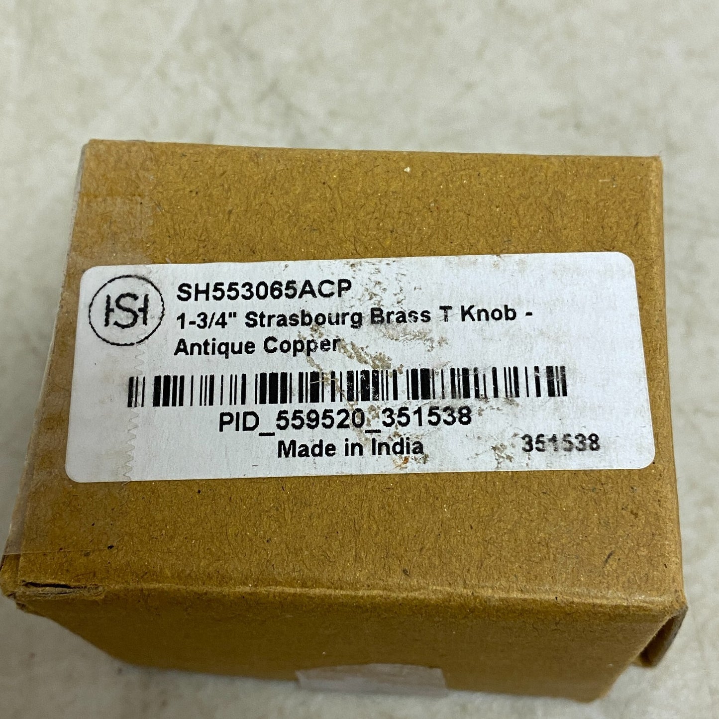 Signature Hardware 1-3/4" Strasbourg Brass T Knob - Antique Copper