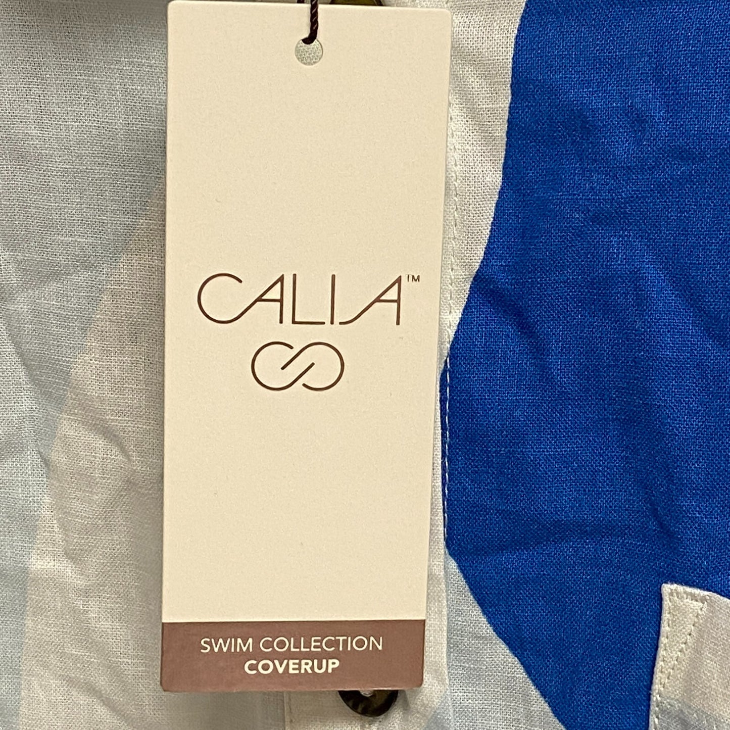 CALIA Women's Oversized Long Sleeve Button Down Cover Up Wavy Blocks Blue WSA239