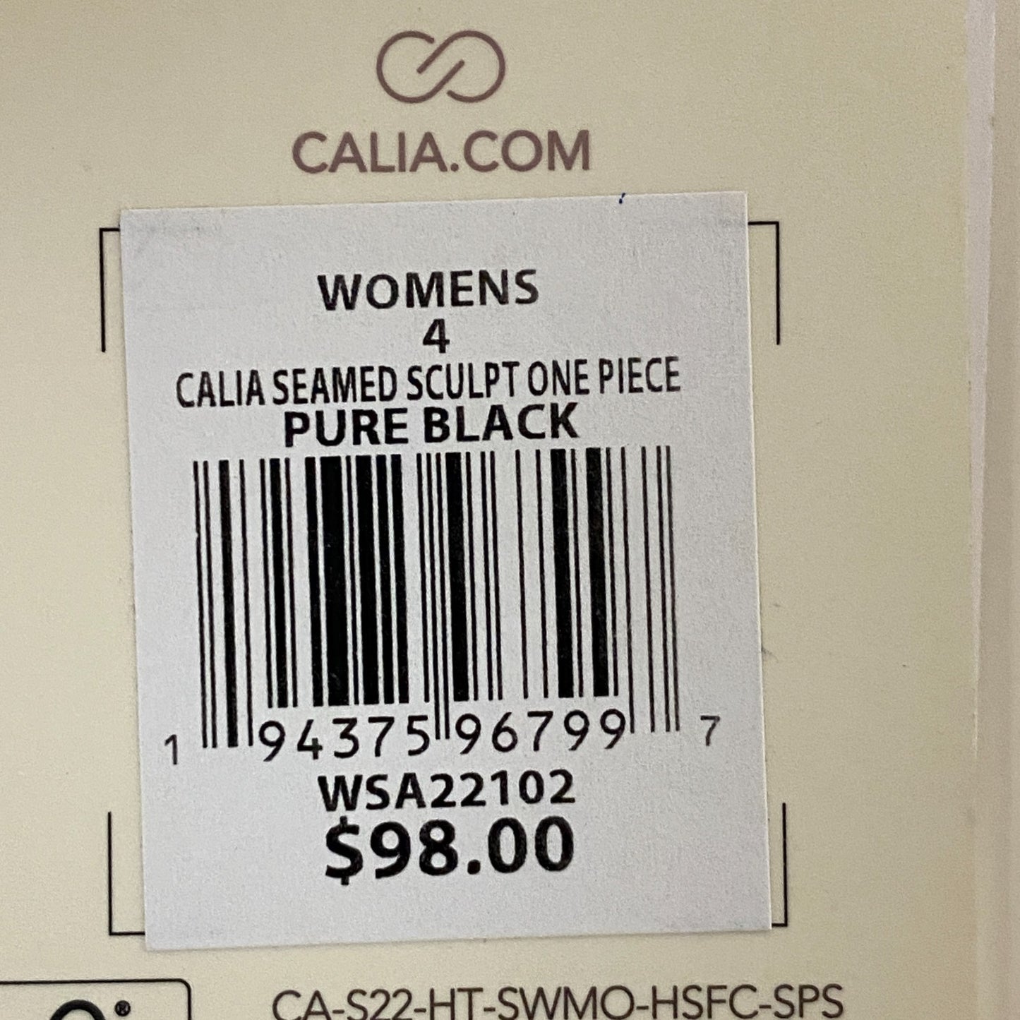 CALIA Womenâs Seamed Power Sculpt One Piece Swimsuit Pure Black Size WSA22102