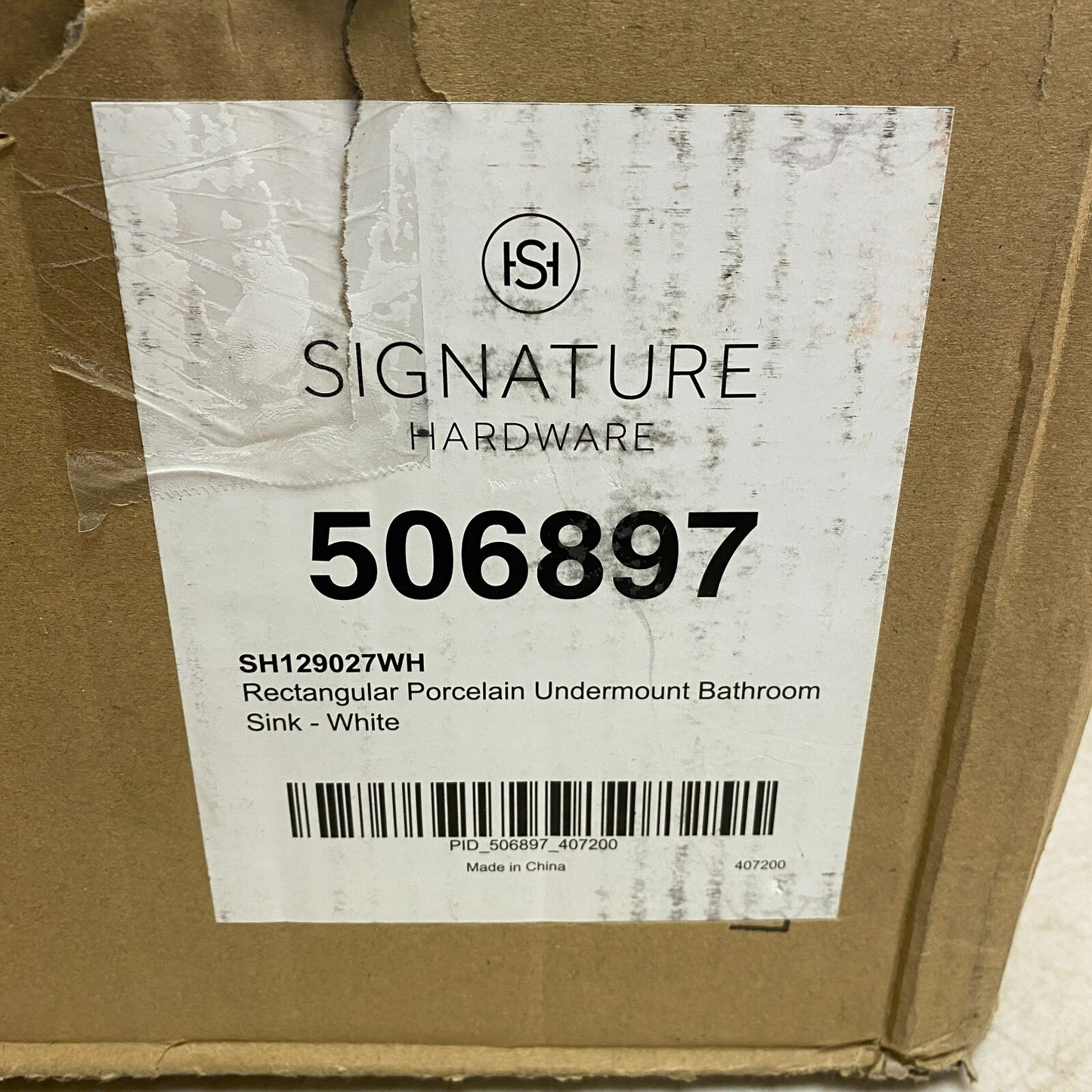 Signature Hardware 20'' x 15'' x 6.69'' Rectangular Porcelain Undermount B,,,,,,