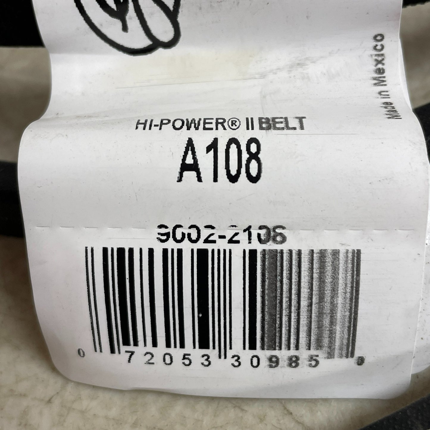 Gates A108 Hi-Power II V-Belt 110" Circumference × ½" Width EPDM A-Section