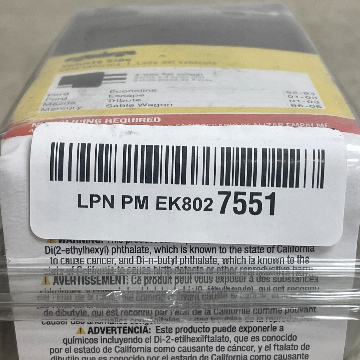 CURT 55343 4-Way Flat Custom Wiring Harness Ford Escape/Econoline/Tribute/Sable