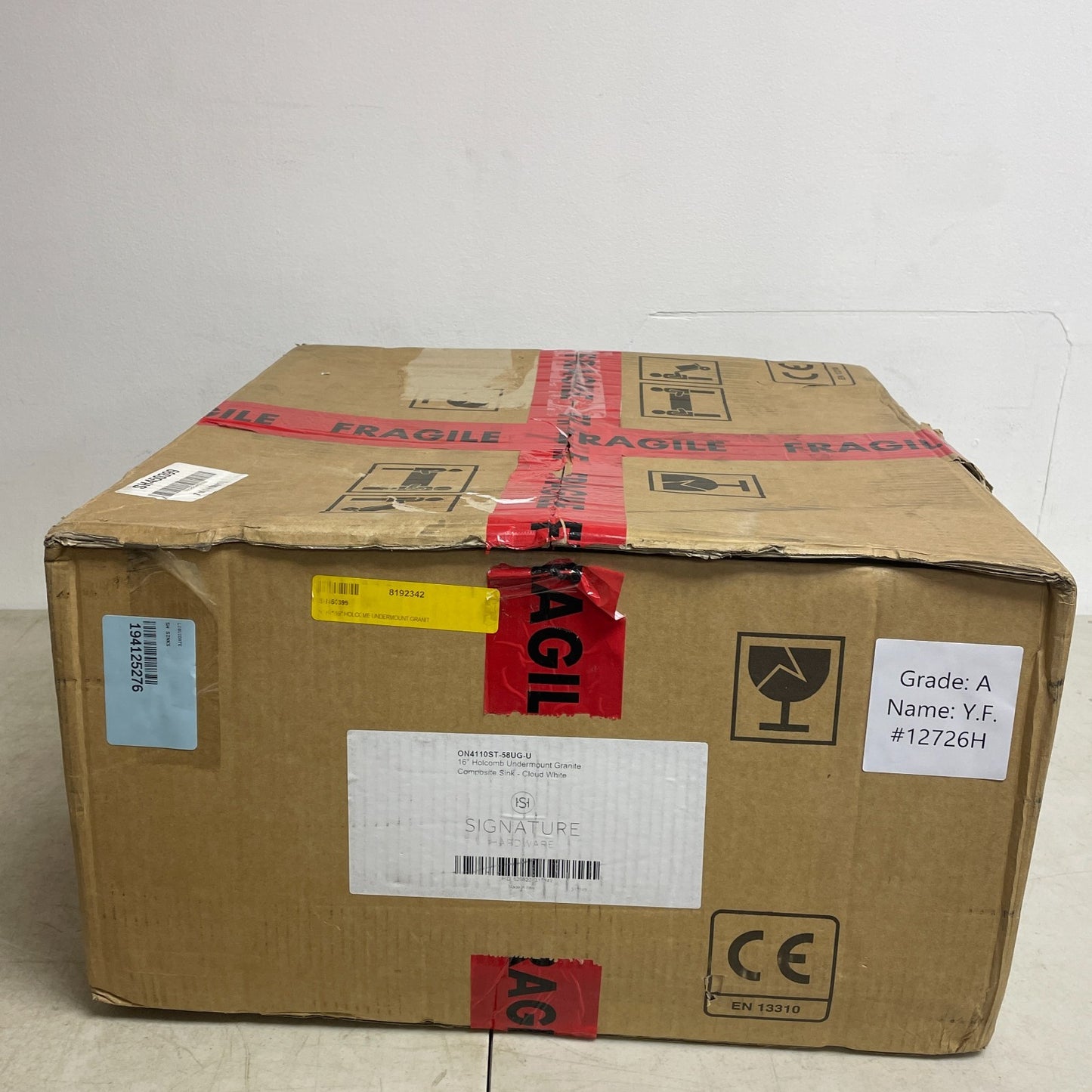 Signature Hardware Holcomb 16″ Undermount Granite Composite Sink Cloud White