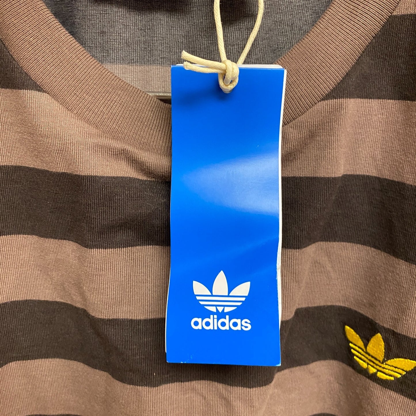 Adidas Original's Men's Striped Tee Shirt Dark Brown IR7586 Size Medium New!