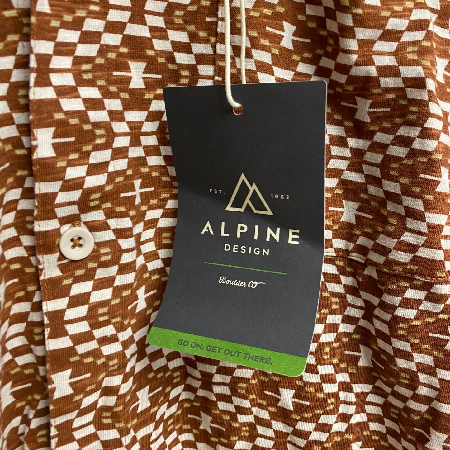 Alpine Design âMen's Rooted Knit Button Front Shirt Print Brown/Sacred Geo New