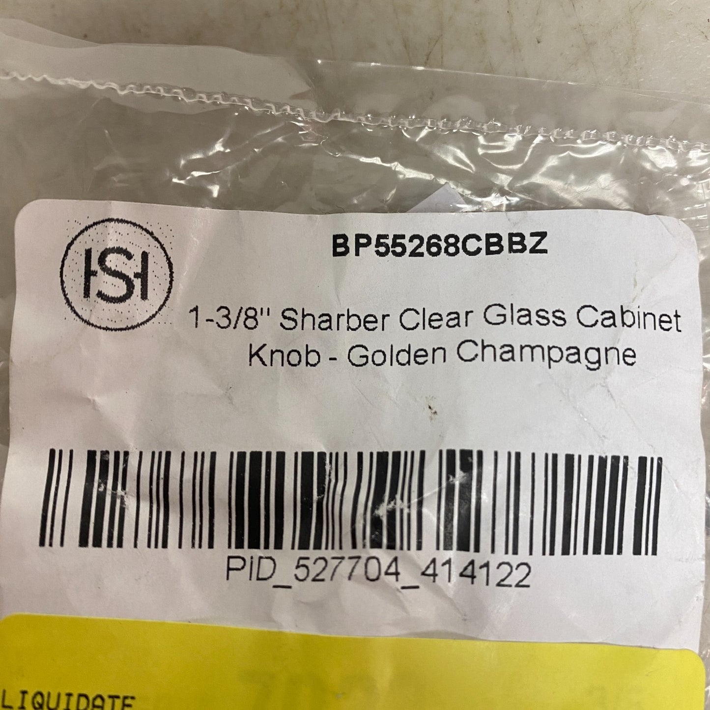 Signature Hardware 1‑3/8″ Sharber Clear Glass Cabinet Knob Golden Champagne