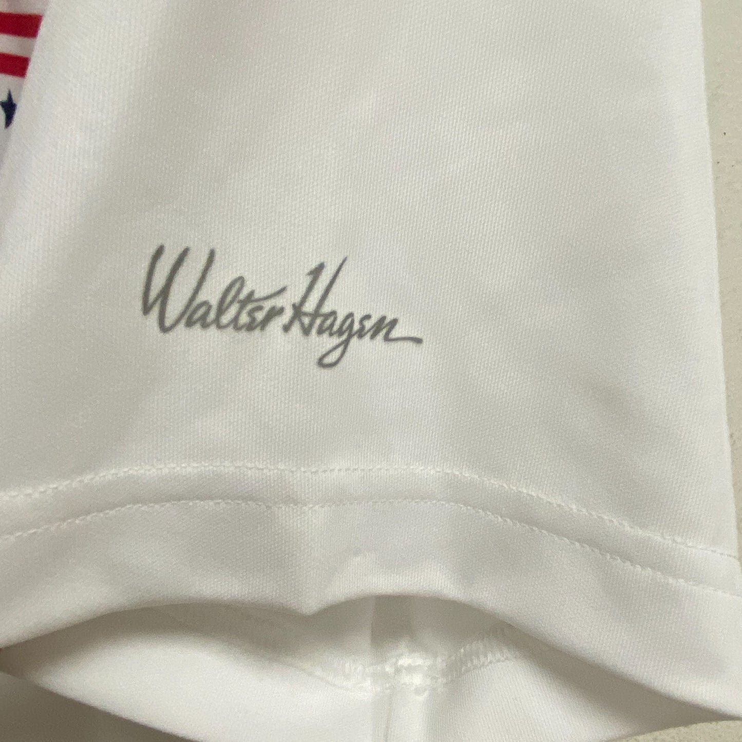 Walter Hagen Men's P11 USA Chest Stripe PRINT Polo Stars Stripes Crisp White