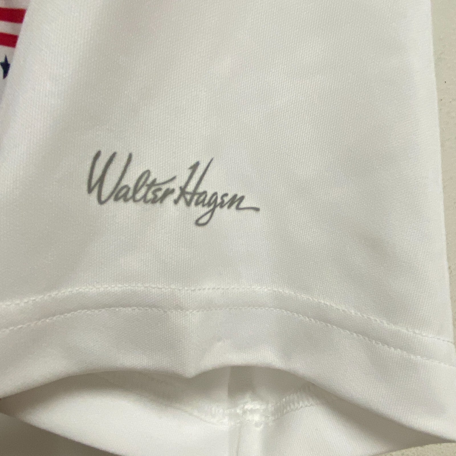 Walter Hagen Men's P11 USA Chest Stripe PRINT Polo Stars Stripes Crisp White
