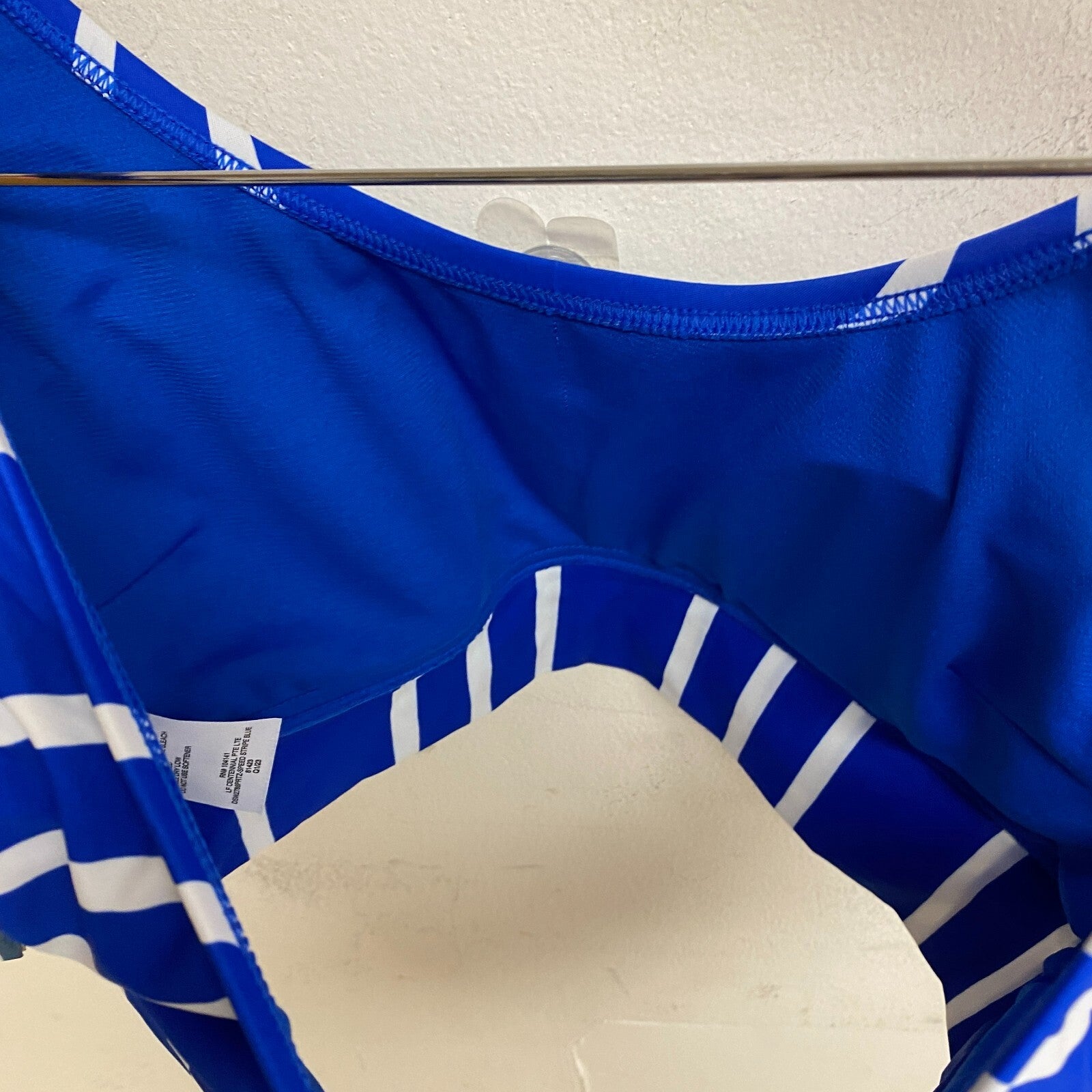 DSG Women's Long Line Scoop Neck Bikini Top Speed Stripe Blue DSW2786PRTZ