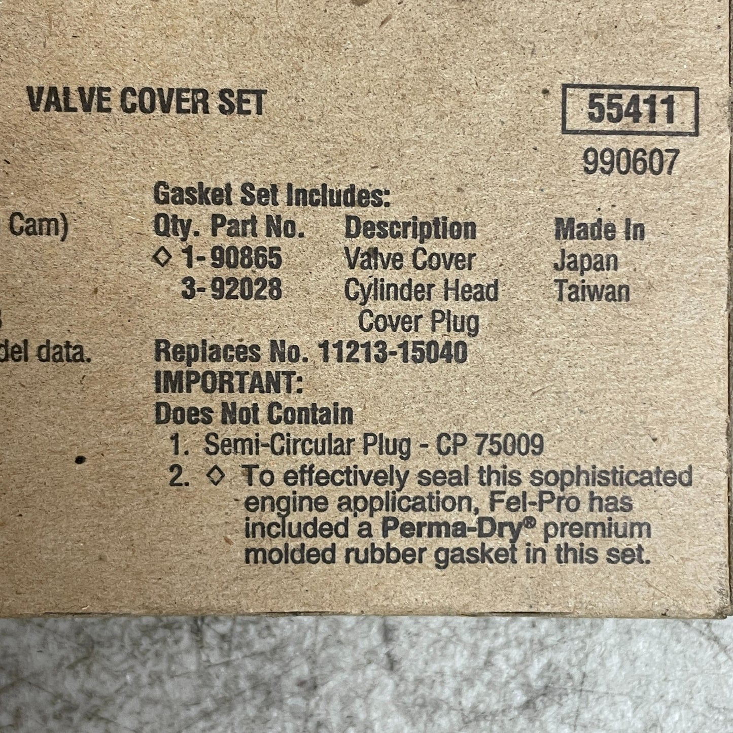 Fel-Pro VS 50286 R Valve Cover Gasket Set for 86-88 Toyota Corolla