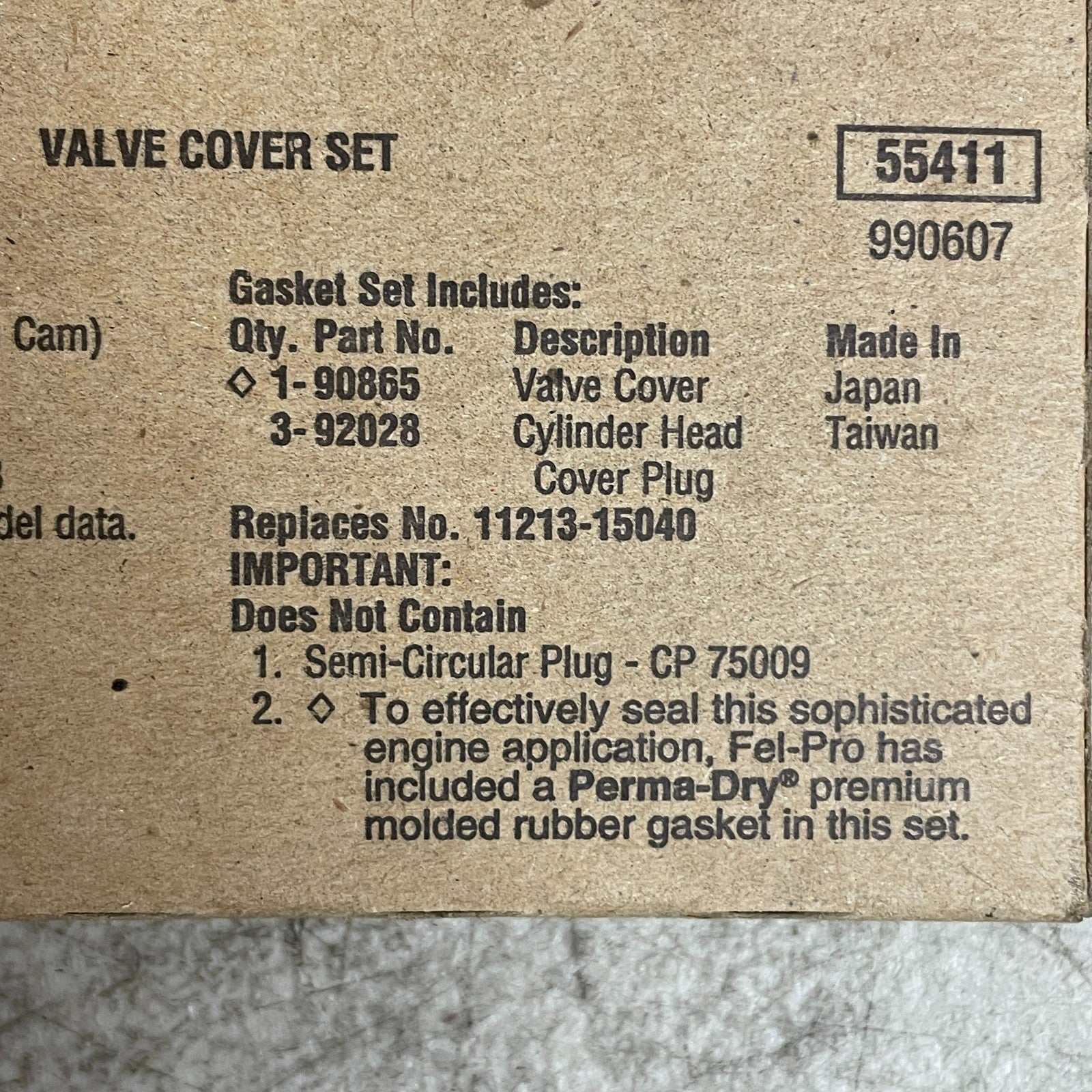 Fel-Pro VS 50286 R Valve Cover Gasket Set for 86-88 Toyota Corolla