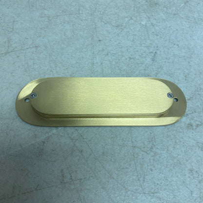 Signature Hardware 6''Elongated Oval Recessed Brass Pocket Door Pull-Satin Brass
