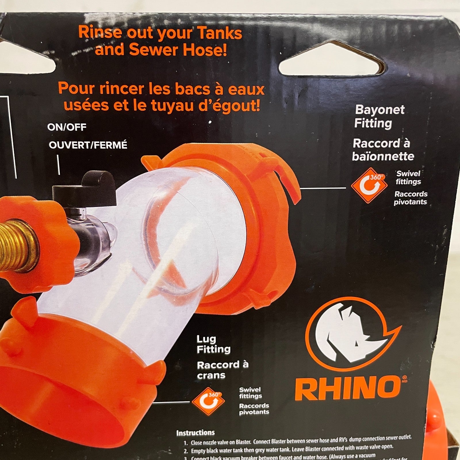 Camco Rhino Blaster RV Tank Rinser 39080 with Backflow Preventer Waste Cleaner