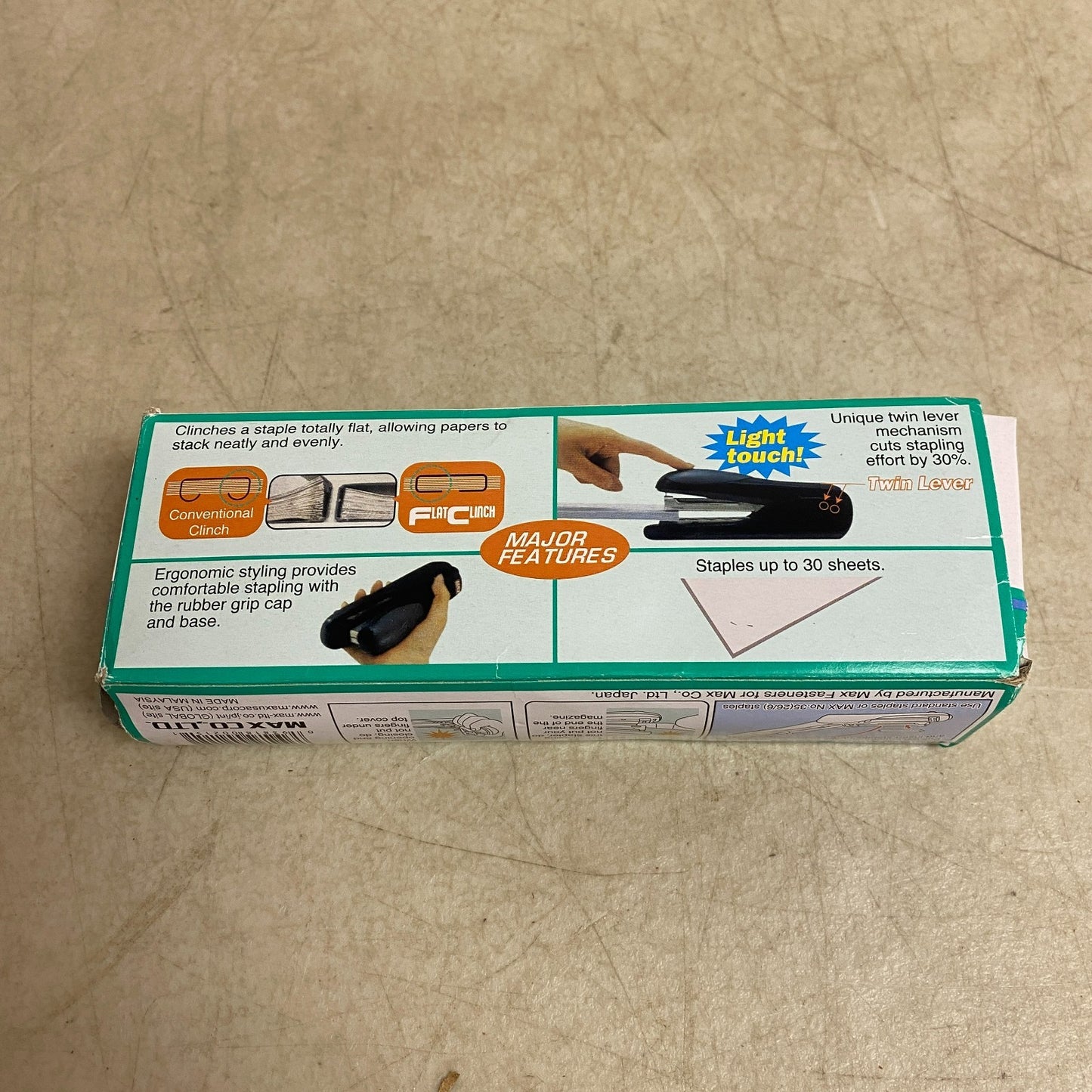 MAX HD-50DF TWIN LEVER FLAT CLINCH STAPLER FOR 2X2 COIN USA NEW FOR FLAT STAPLER