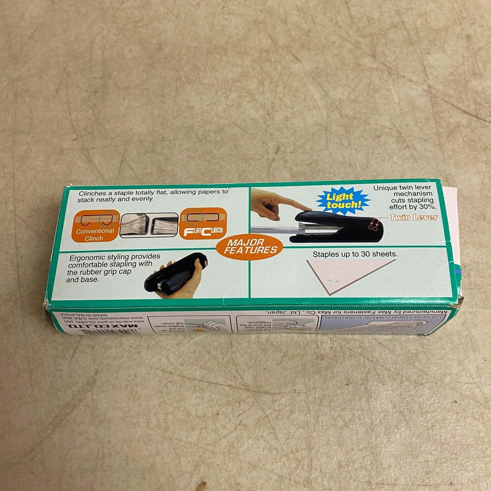 MAX HD-50DF TWIN LEVER FLAT CLINCH STAPLER FOR 2X2 COIN USA NEW FOR FLAT STAPLER