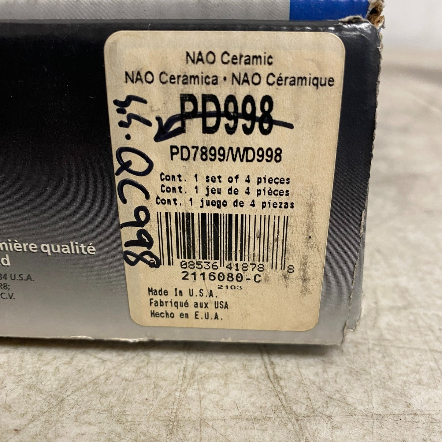 Wagner QC998 Brake Pads ThermoQuiet Ceramic Rear 2004-2008 Chrysler Pacifica