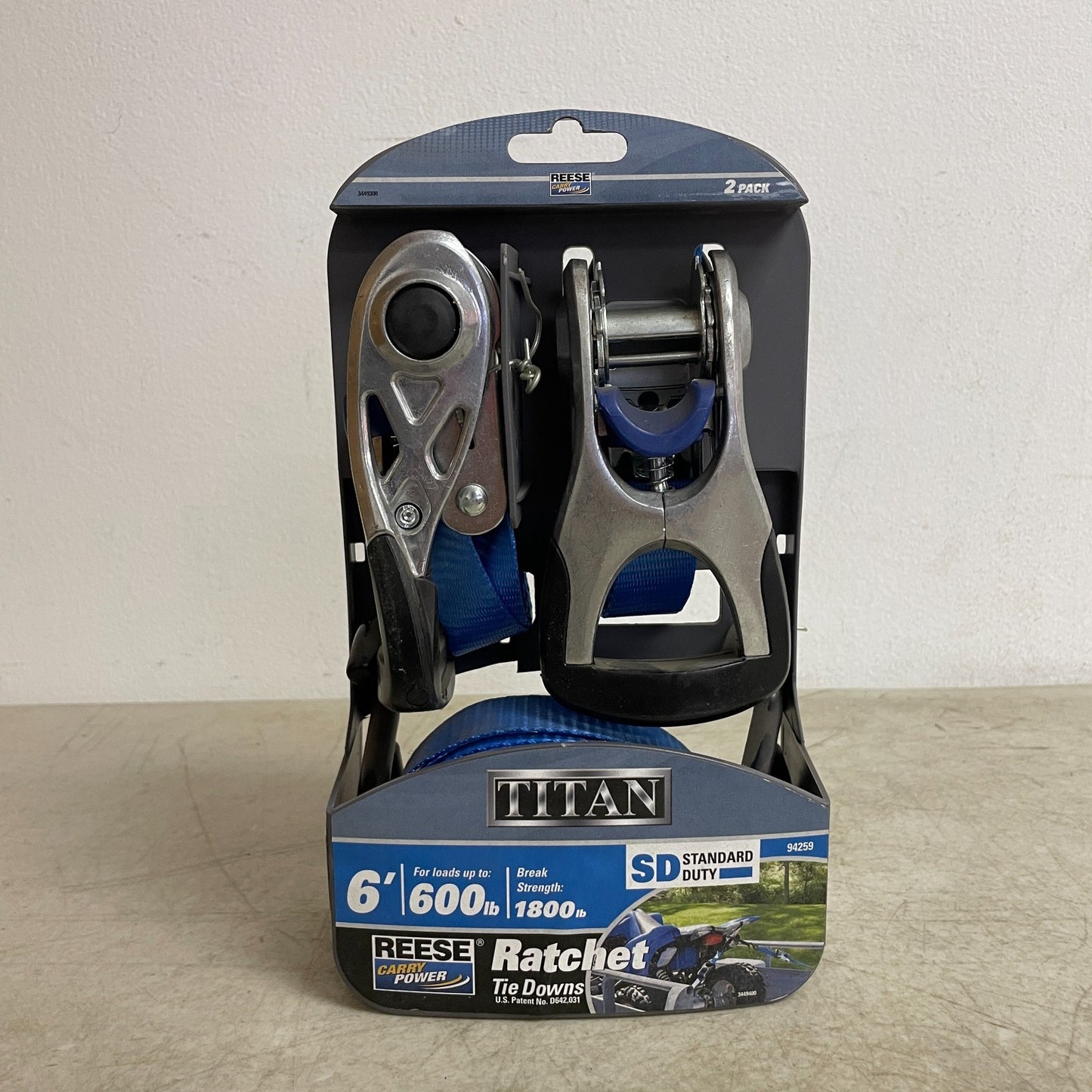 Reese 94259 Ratchet Tie-Down Strap 1"x6' Blue Heavy-Duty Carry Power