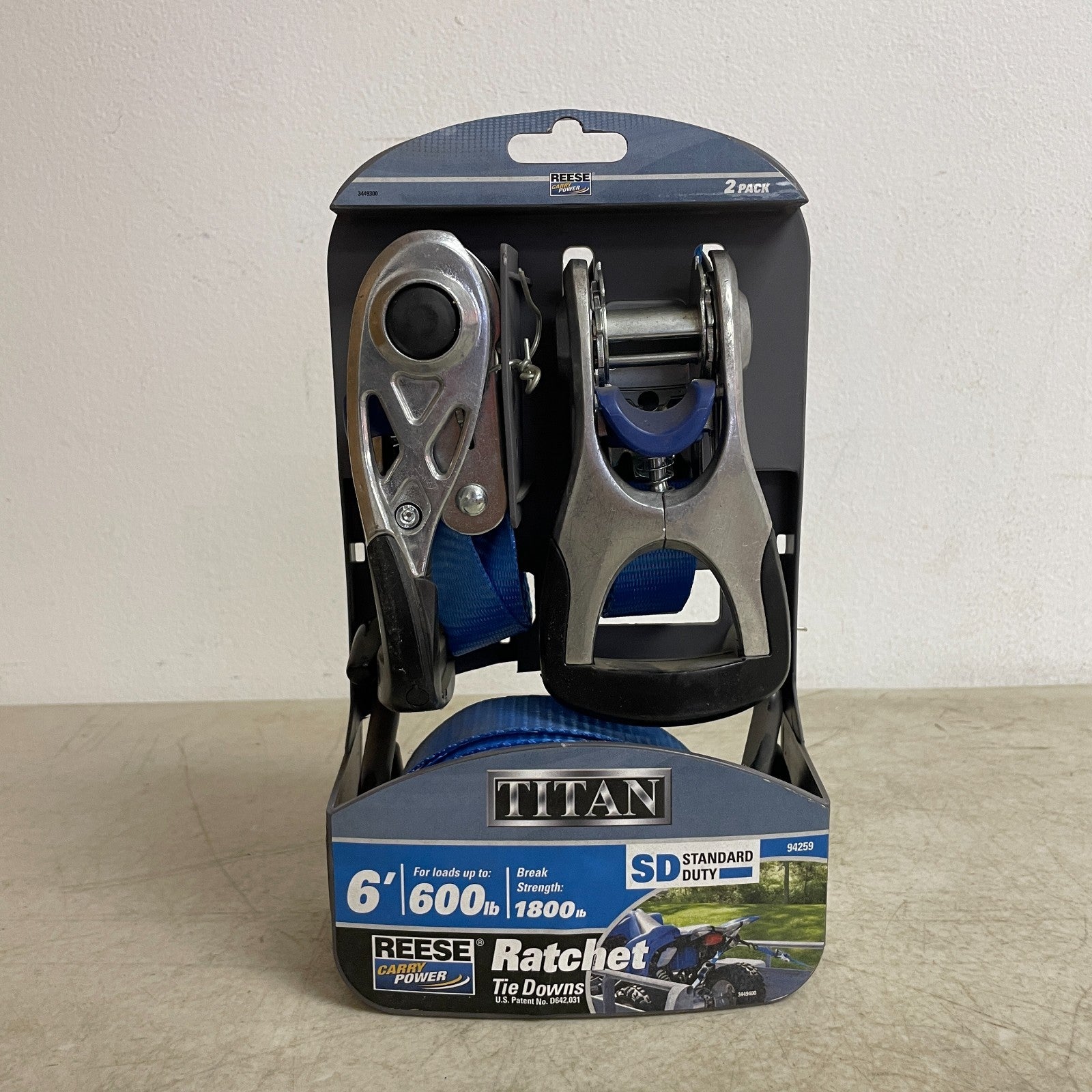 Reese 94259 Ratchet Tie-Down Strap 1"x6' Blue Heavy-Duty Carry Power