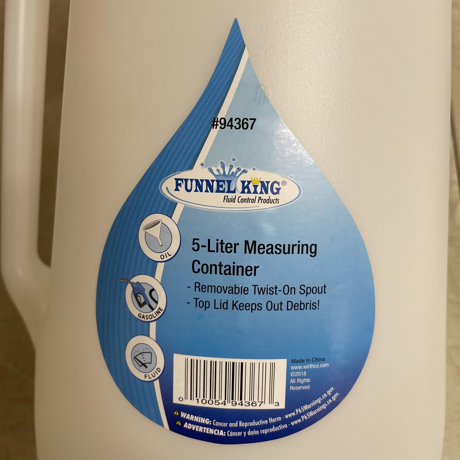 Funnel King WirthCo 94367 5L Plastic Measuring Container Graduated Mixing Jug