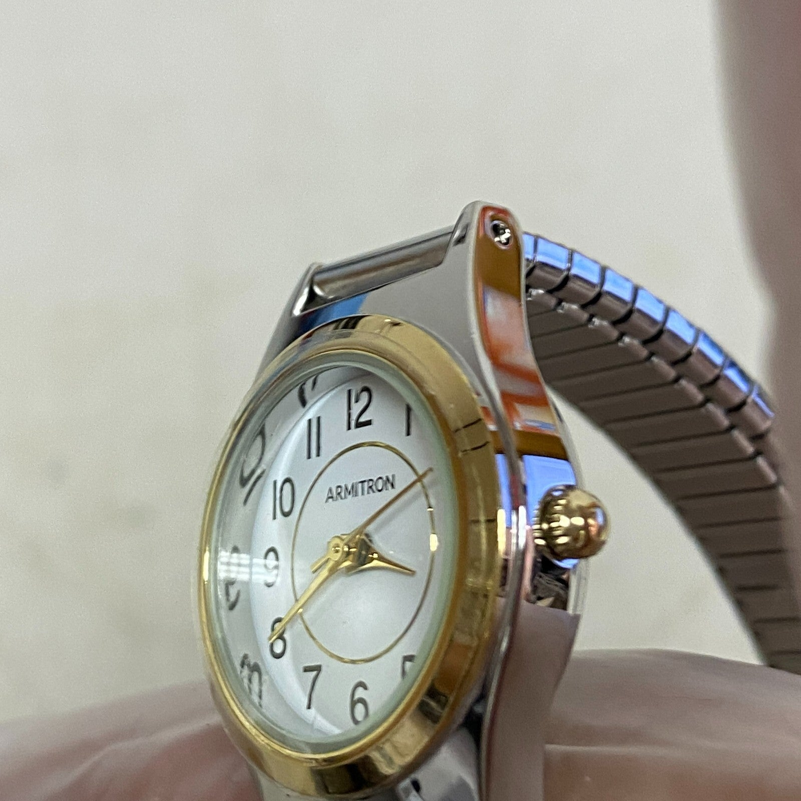 Armitron Watch Japan Quartz Women Dual Tone Gold Plated Stretch Steel 75/5420TTG