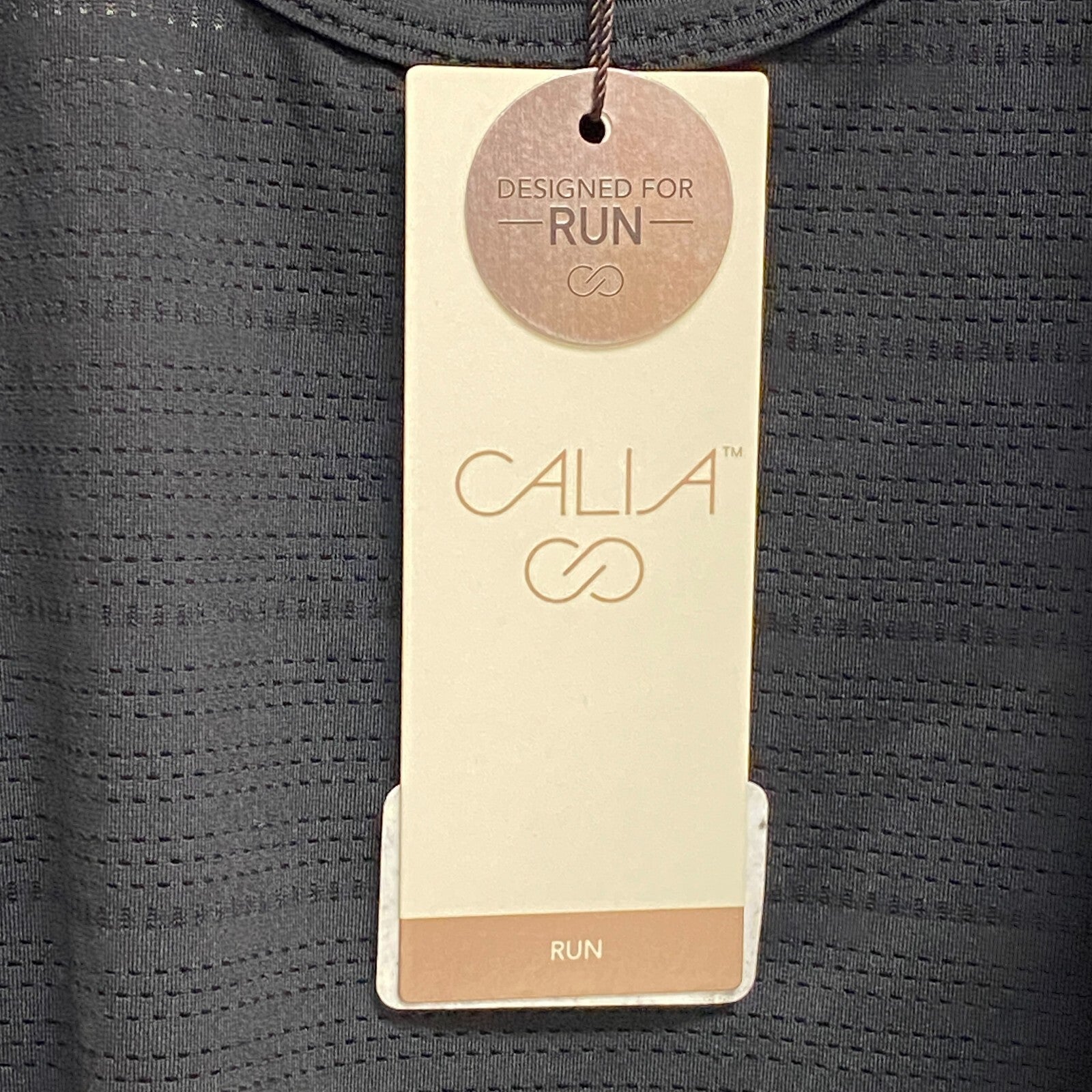 CALIA Women's Scoop Racer Tank Pure Black Solid Sleeveless Racerback WAX11205XFS