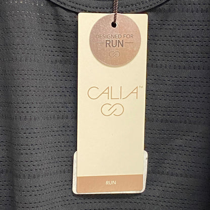 CALIA Women's Scoop Racer Tank Pure Black Solid Sleeveless Racerback WAX11205XFS