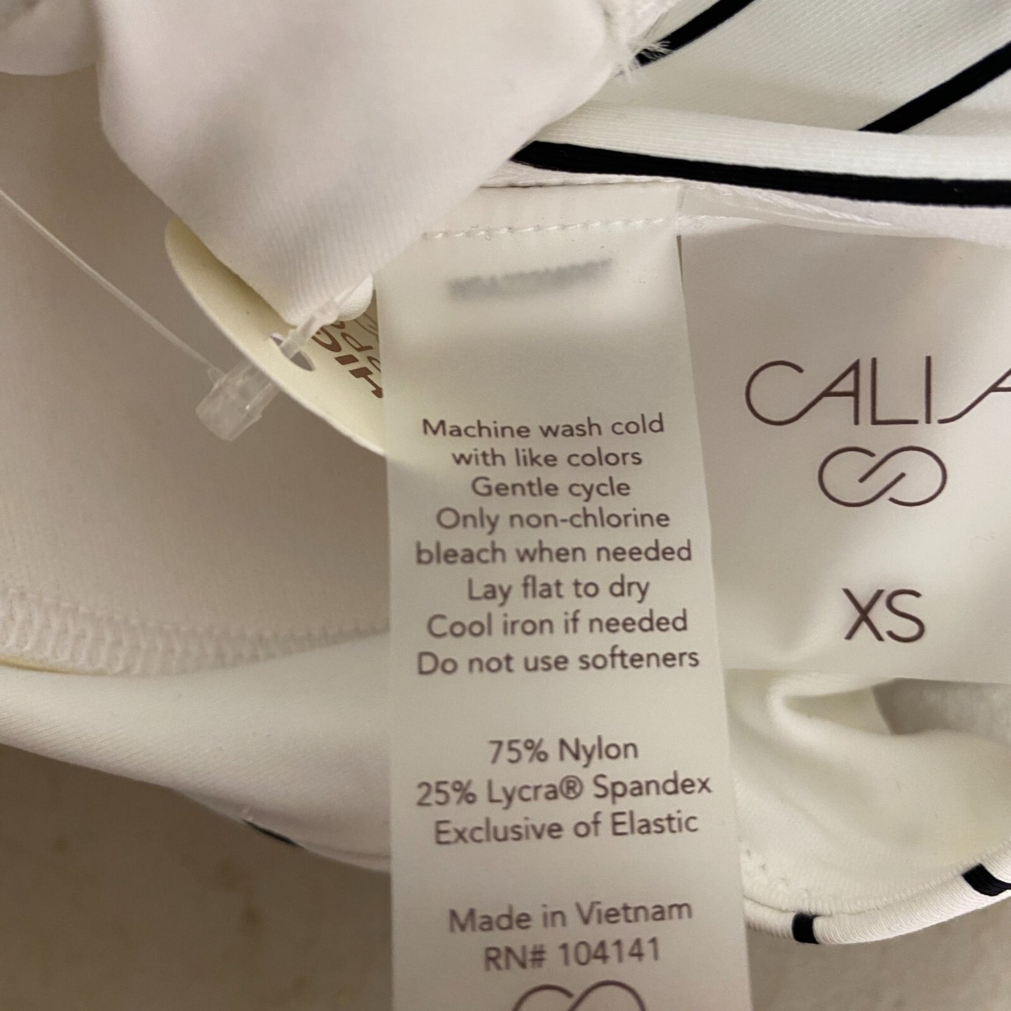 Calia Women's Power sculpt Swim Bikini Top Stripe White WSA22208PRT New!