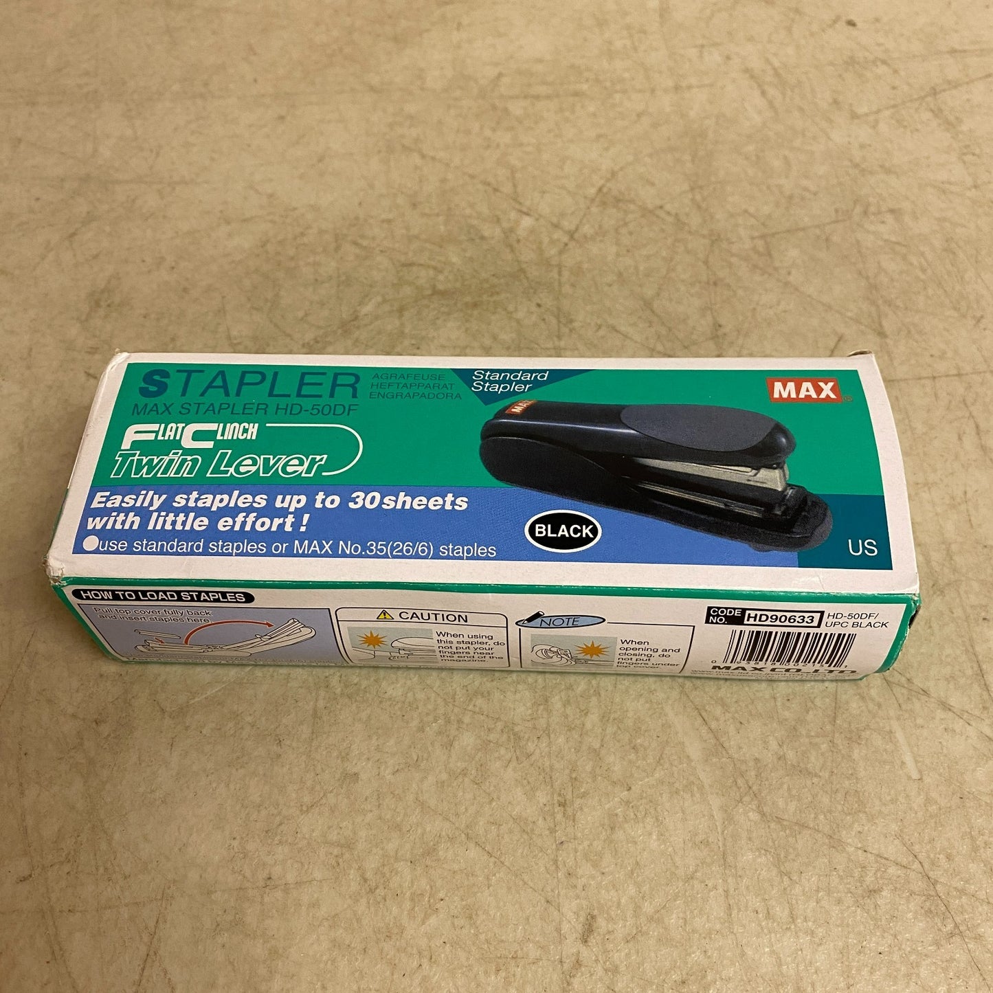 MAX HD-50DF TWIN LEVER FLAT CLINCH STAPLER FOR 2X2 COIN USA NEW FOR FLAT STAPLER