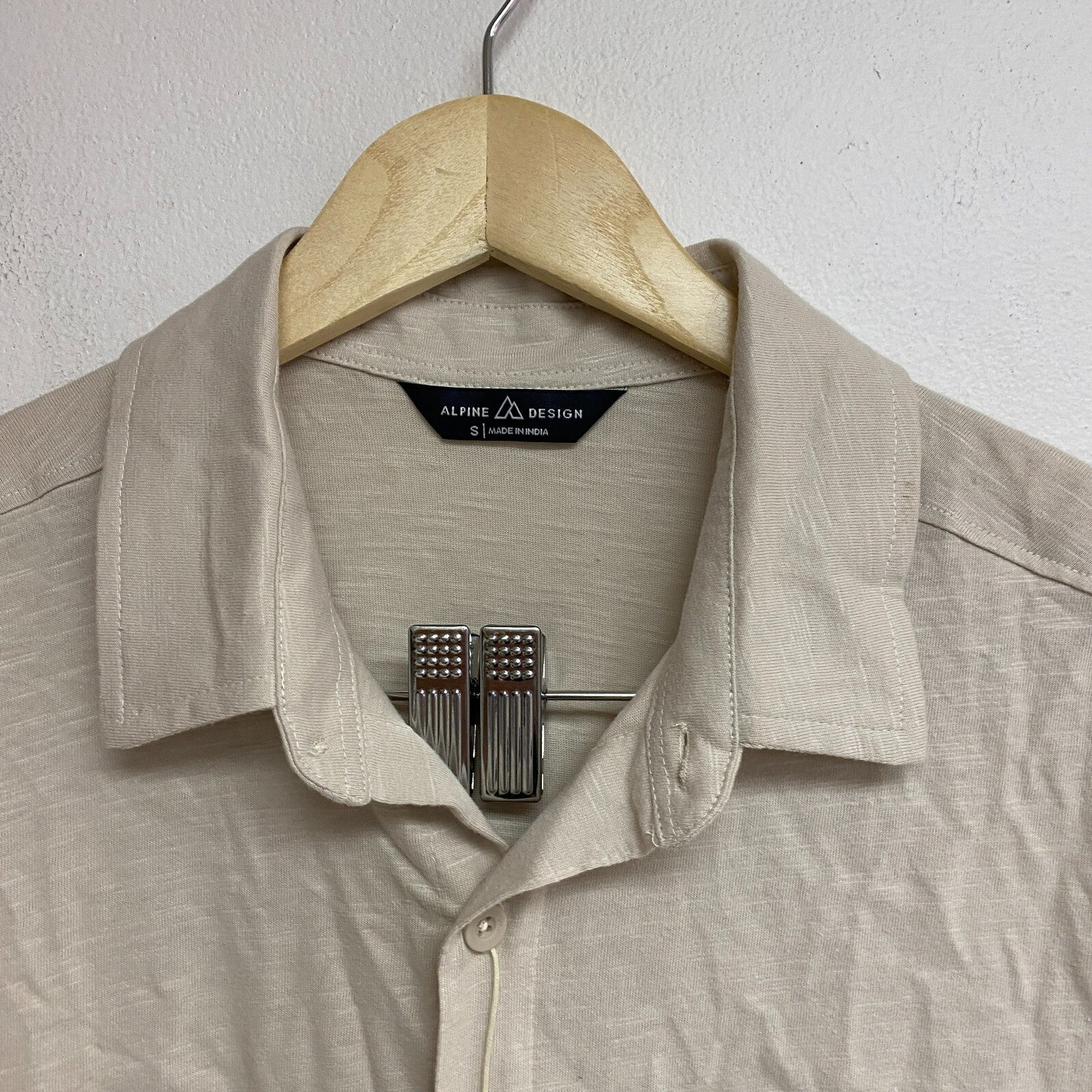 Alpine DesignâMen's  Rooted Knit Button Front Shirt  Light Khaki Solid ADM1310