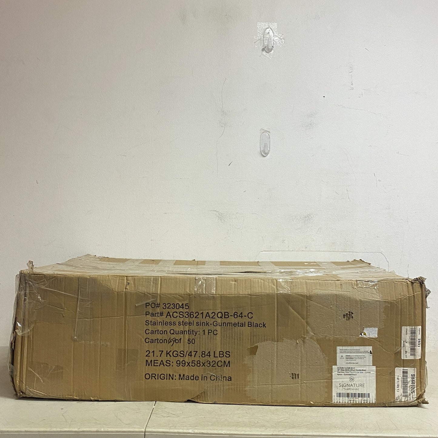 Signature Hardware 36" Atlas 60/40 Offset Double Bowl Stainless Steel Farmhouse.