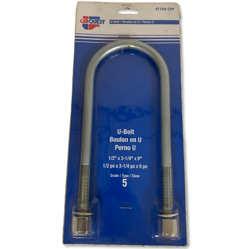 CARQUEST U-Bolt CPF41104 1/2"x3-1/4"x9" Grade 5 Steel Leaf Spring Clamp