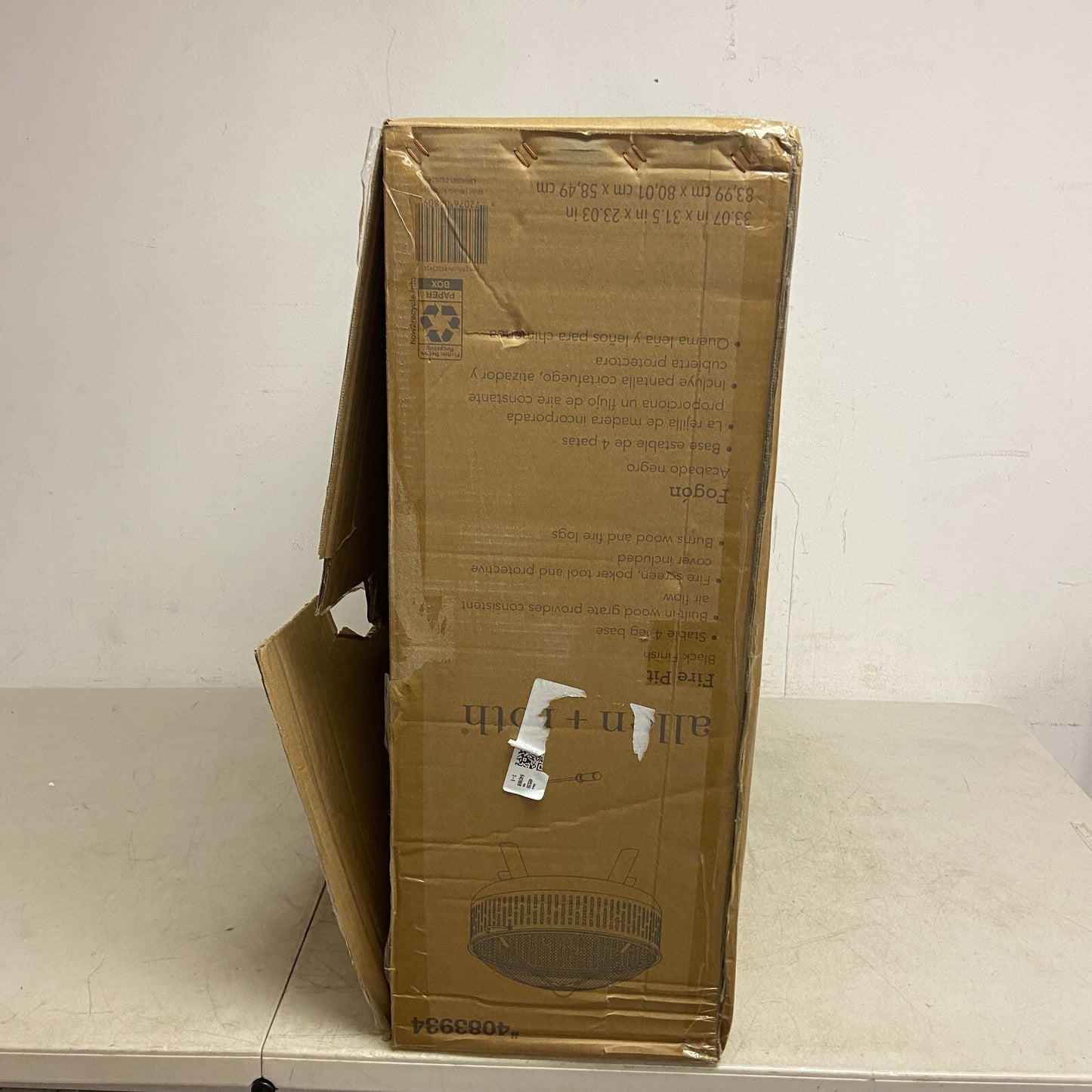 allen + roth 31.5-in W Black Steel Wood-Burning Fire Pit Black Finish