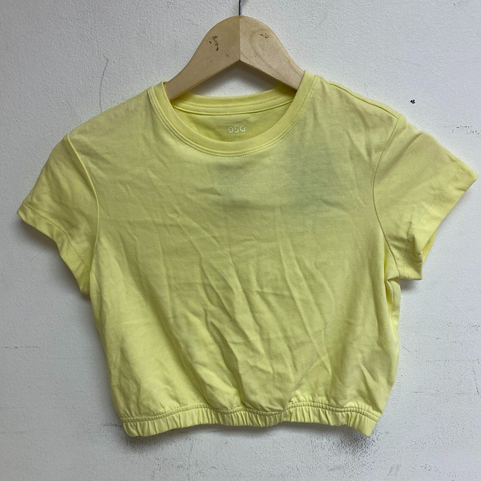 Calia Girls Cinch Bottom Tee Yellow Chill Short Sleeve Solid Cropped DAG12143