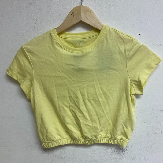Calia Girls Cinch Bottom Tee Yellow Chill Short Sleeve Solid Cropped DAG12143