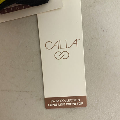 Calia Women's Swim Medium Support Tie Front Long Line Bikini Top Green Multi New