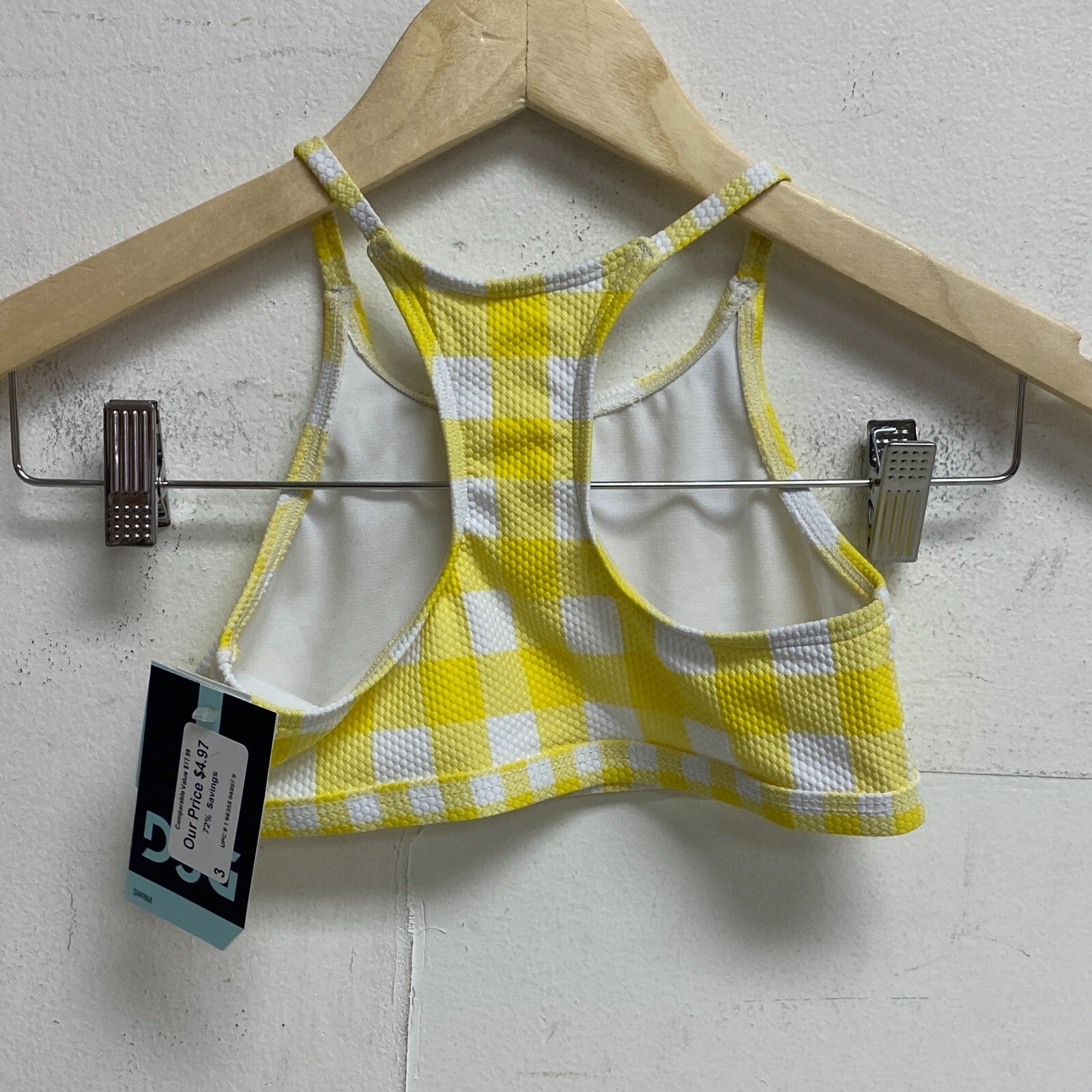 DSG Girls Core  Cute Swim Top Picnic Gingham Yellow &White DSG8110P Brand New