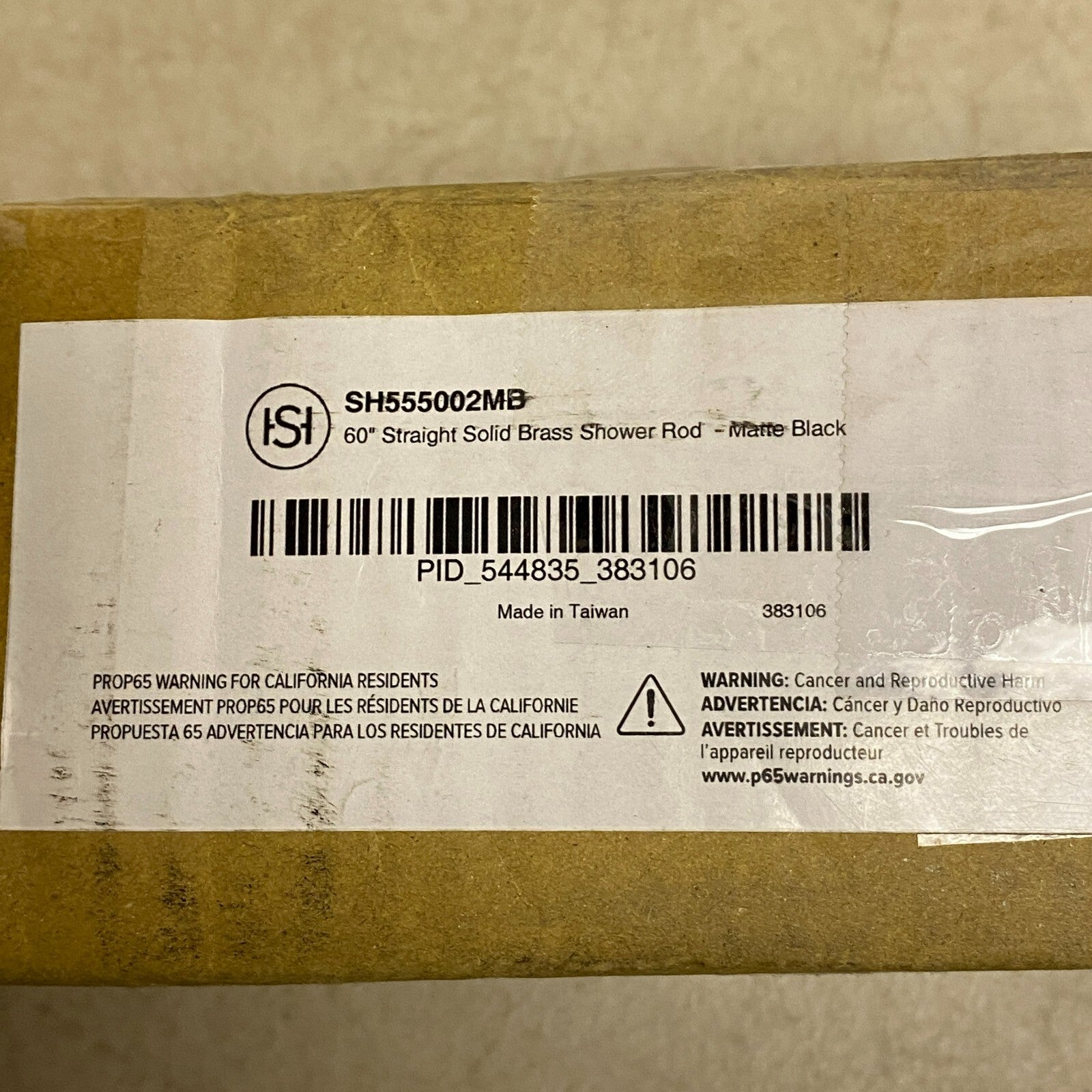 Signature Hardware 60" Straight Solid Brass Shower Rod - Matte Black