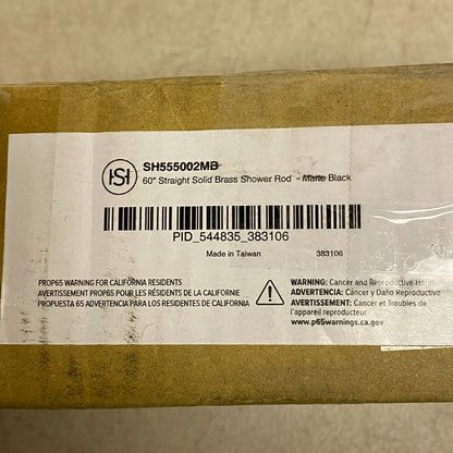 Signature Hardware 60" Straight Solid Brass Shower Rod - Matte Black