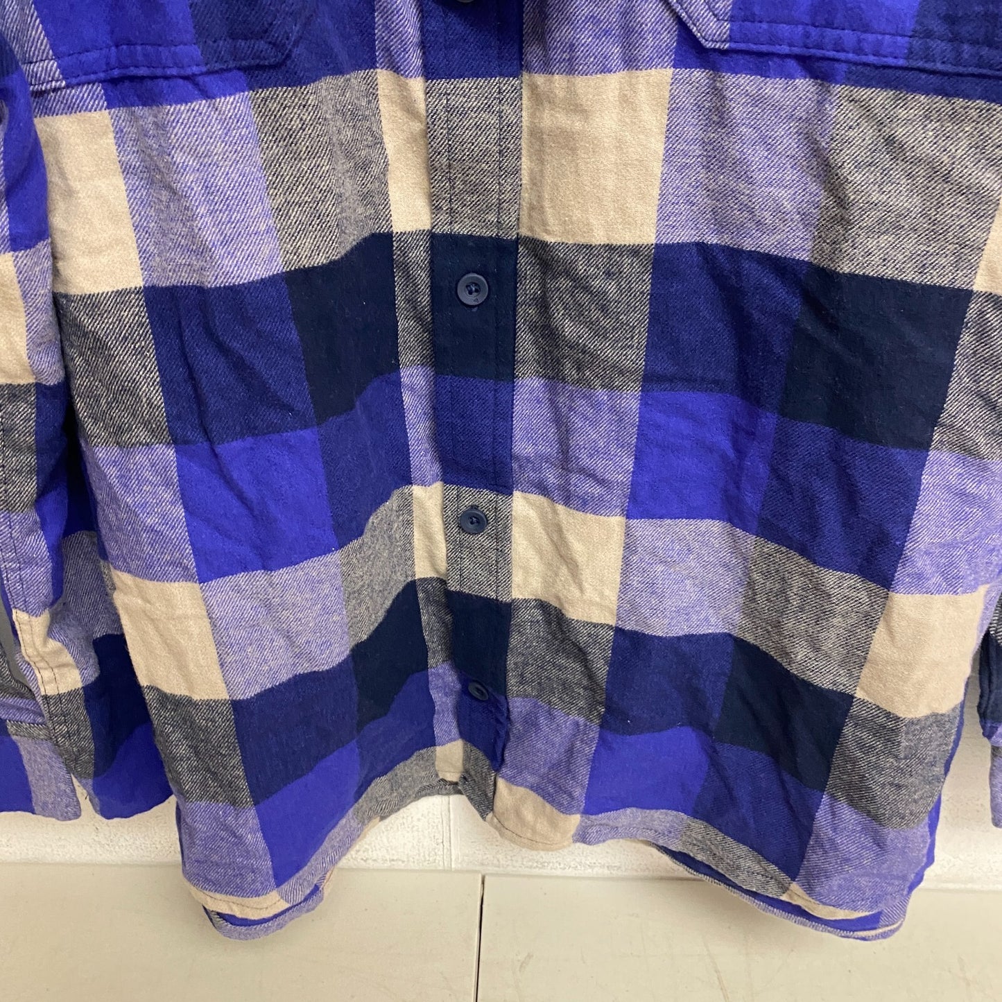 Alpine Design Men's AD M Brushed Flannel Dark Blue Three Block Plaid T-Shirt New