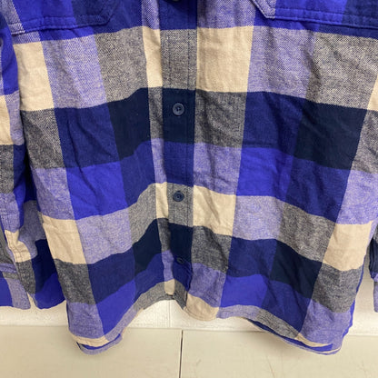 Alpine Design Men's AD M Brushed Flannel Dark Blue Three Block Plaid T-Shirt New