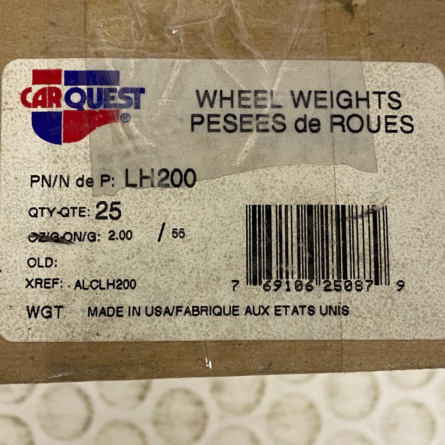 Carquest Wearever LH200 2 oz Clip-On Lead Wheel Weights 25-Pack Zinc Coated