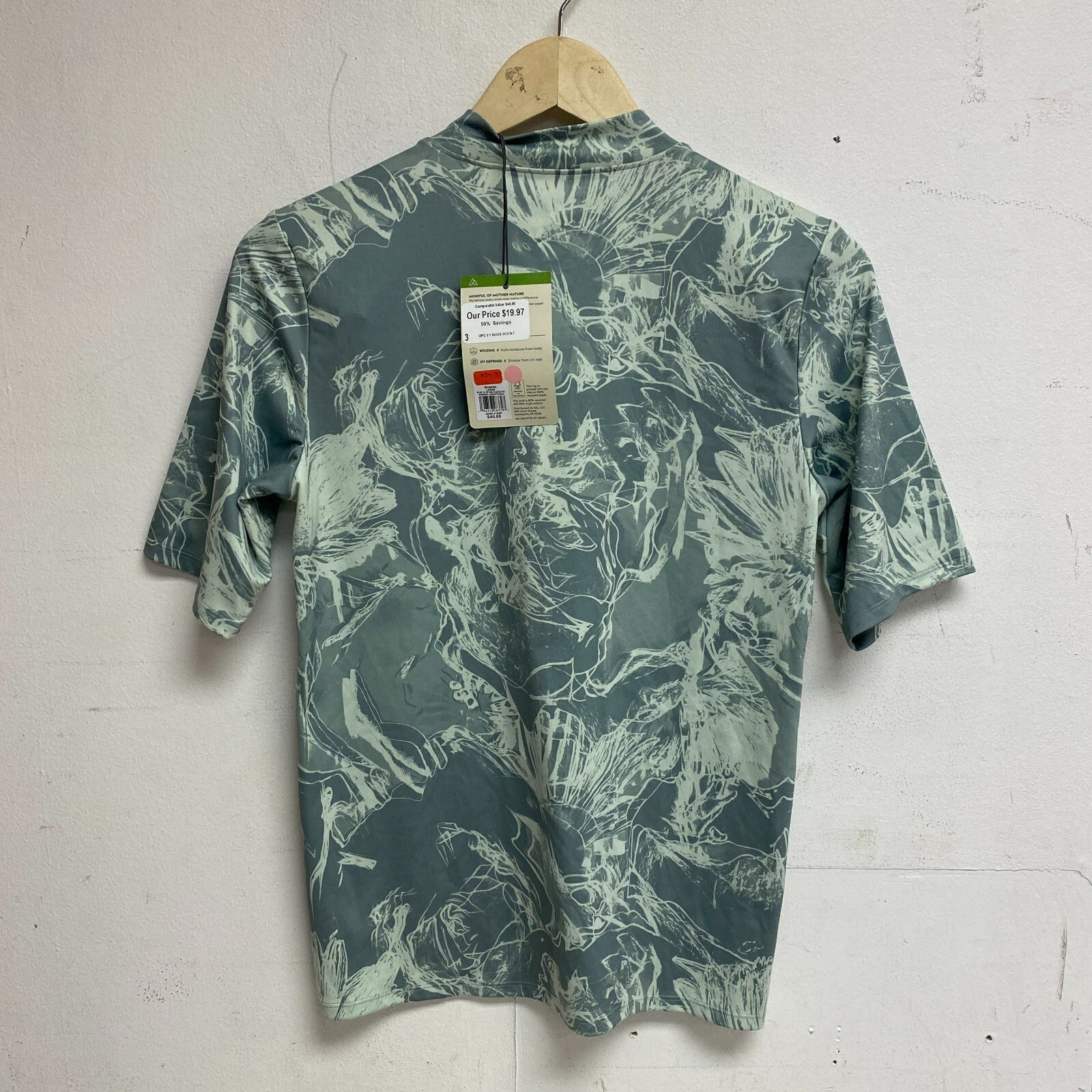 Alpine Design Women's Zip Half Sleeve Shirt Print Mineral Jade/FLoral ADW13196P